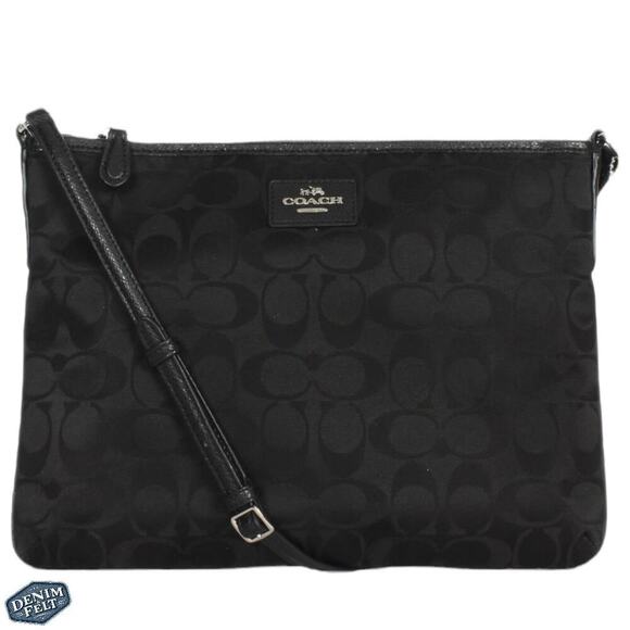 Coach Women's Black/Silver Monogram Crossbody Bag/Shoulder Purse - Picture 1 of 12